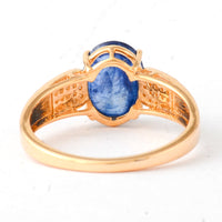 2.69 Ct Oval Mixed Cut Natural Sapphire 14K Gold Ring