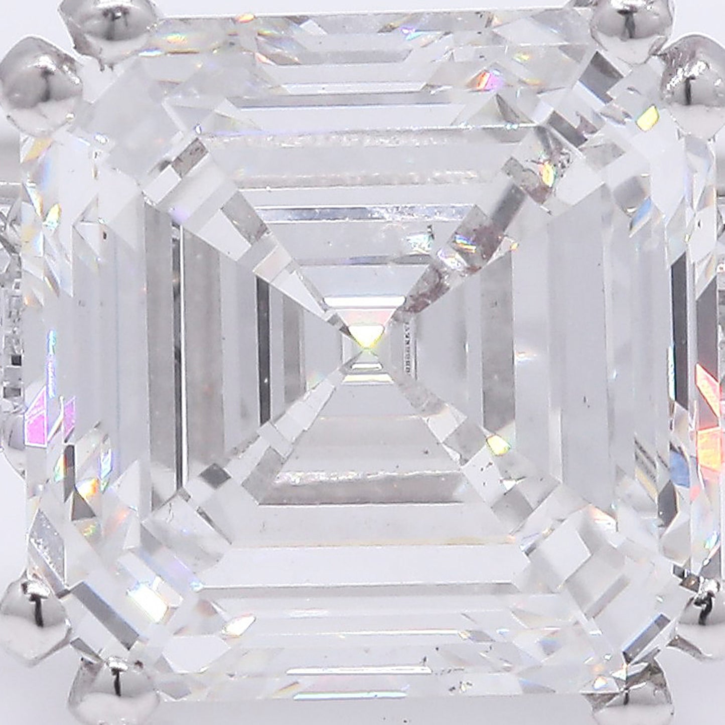 3.44 Ct Square Emerald Cut Lab Grown Diamond 950 Platinum Ring