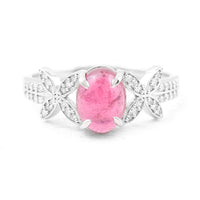 1.62 Ct Oval Cabochon Cut Natural Pink Tourmaline 950 Platinum Ring