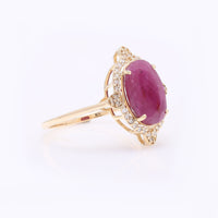 2.97 Ct Oval Mixed Cut Natural Ruby 14K Gold Ring