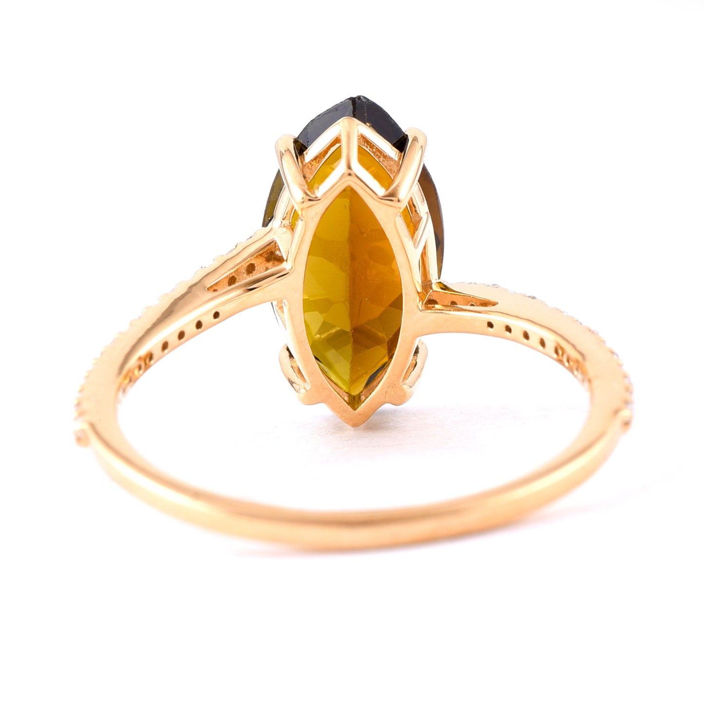 2.49 Ct Marquise Mixed Cut Natural Tourmaline 14K Gold Ring