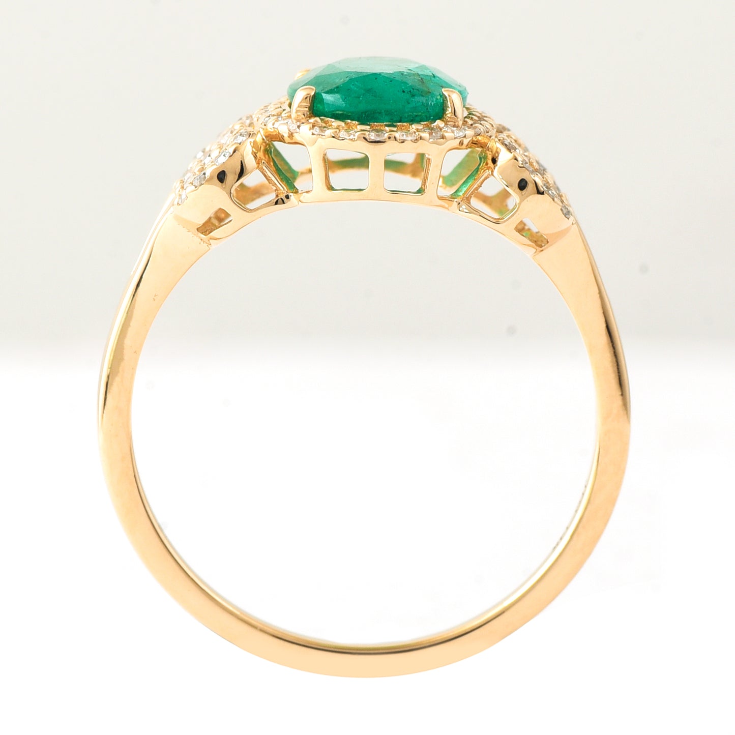 1.56 Ct Oval Mixed Cut Natural Emerald 14K Gold Ring