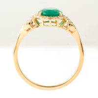 1.56 Ct Oval Mixed Cut Natural Emerald 14K Gold Ring