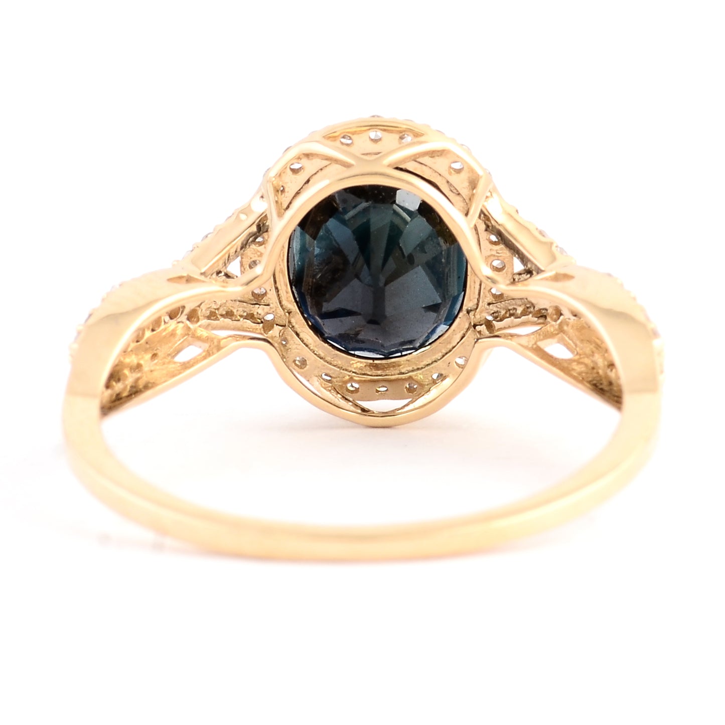 2.50 Ct Oval Mixed Cut Natural Corundum Sapphire 14K Gold Ring