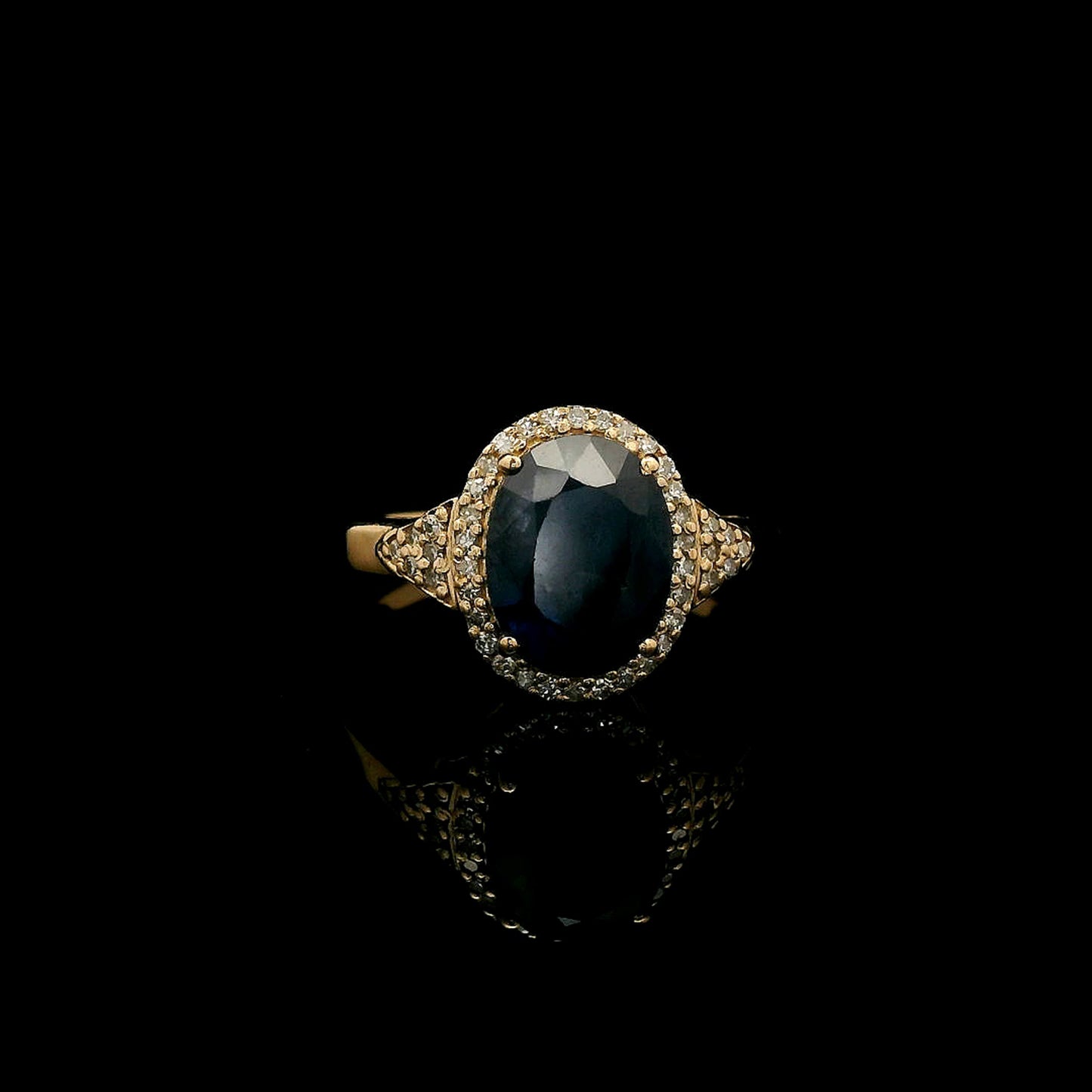 2.87 Ct Oval Mixed Cut Natural Sapphire 14K Gold Ring