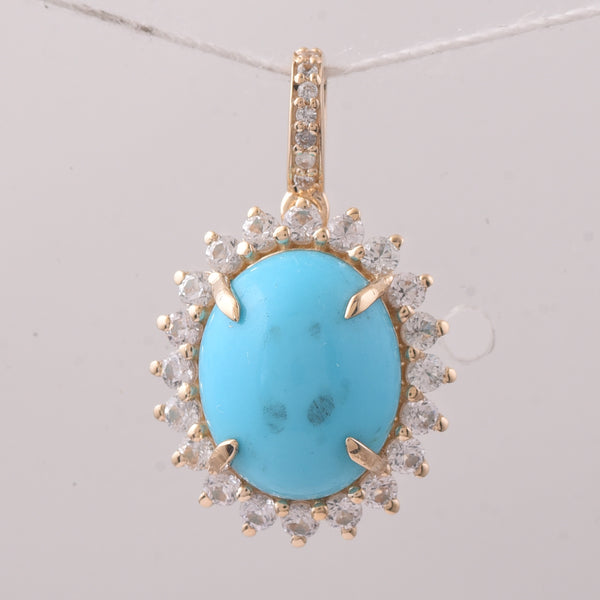 3.46 Ct Oval Turquoise 9K Gold Pendant
