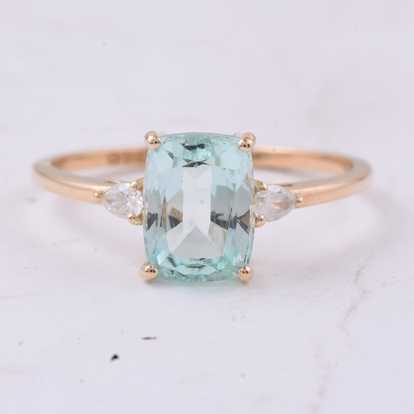 1.89 Ct Cushion Natural Beryl 14K Gold Ring