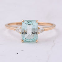1.89 Ct Cushion Natural Beryl 14K Gold Ring
