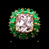 8.99 Ct Cushion Kunzite 14K Gold Ring