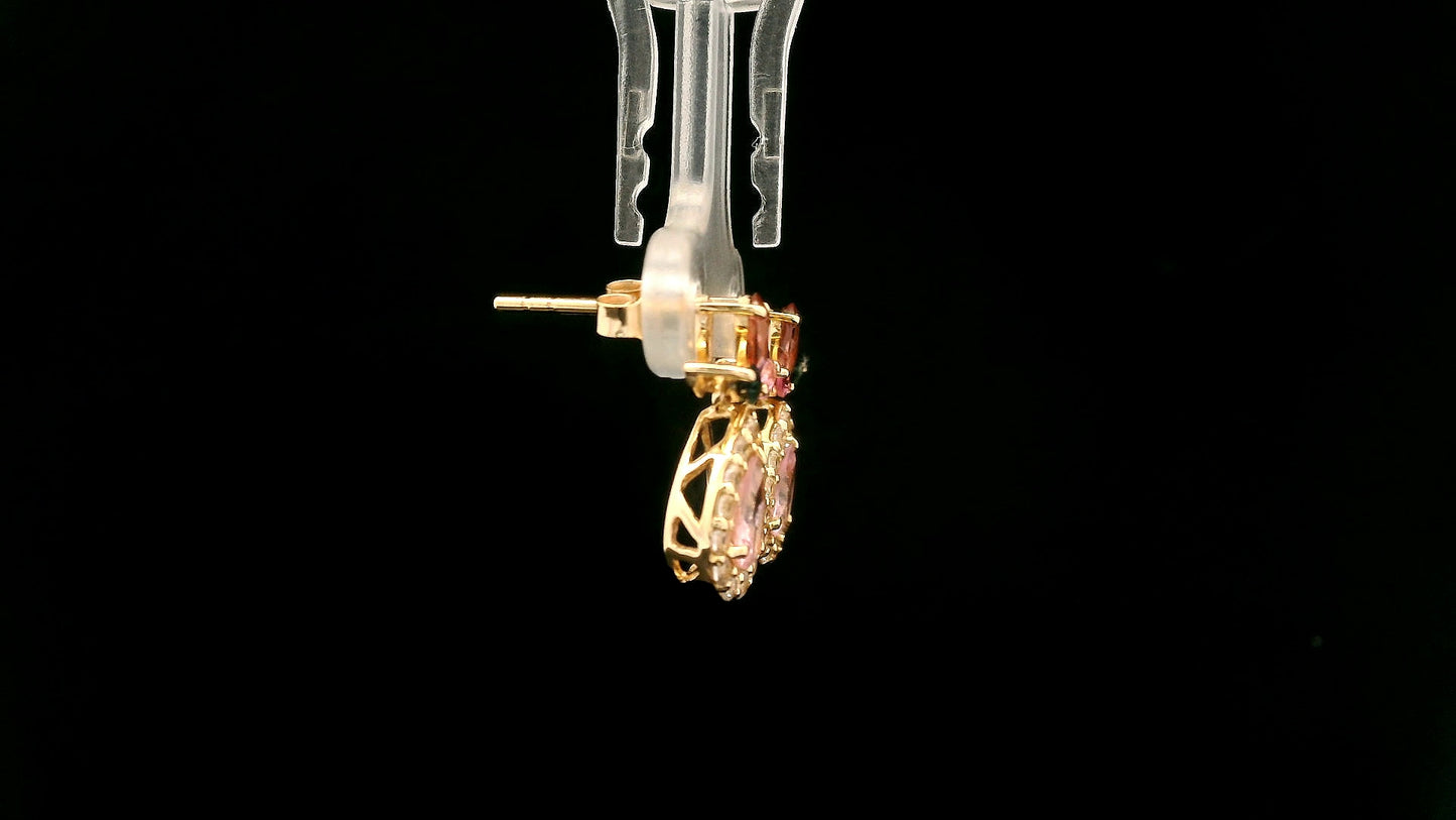 1.64 Ct Pear Tourmaline 14K Gold Earrings