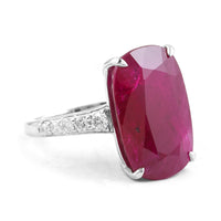 20.42 Ct Cushion Ruby 950 Platinum Ring