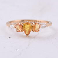 0.94 Ct Pear, Oval Natural Multi Coloured Sapphire 14K Gold Ring