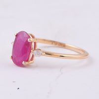 1.83 Ct Oval Natural Ruby 14K Gold Ring