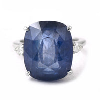 24.31 Ct Cushion Blue Sapphire 950 Platinum Ring