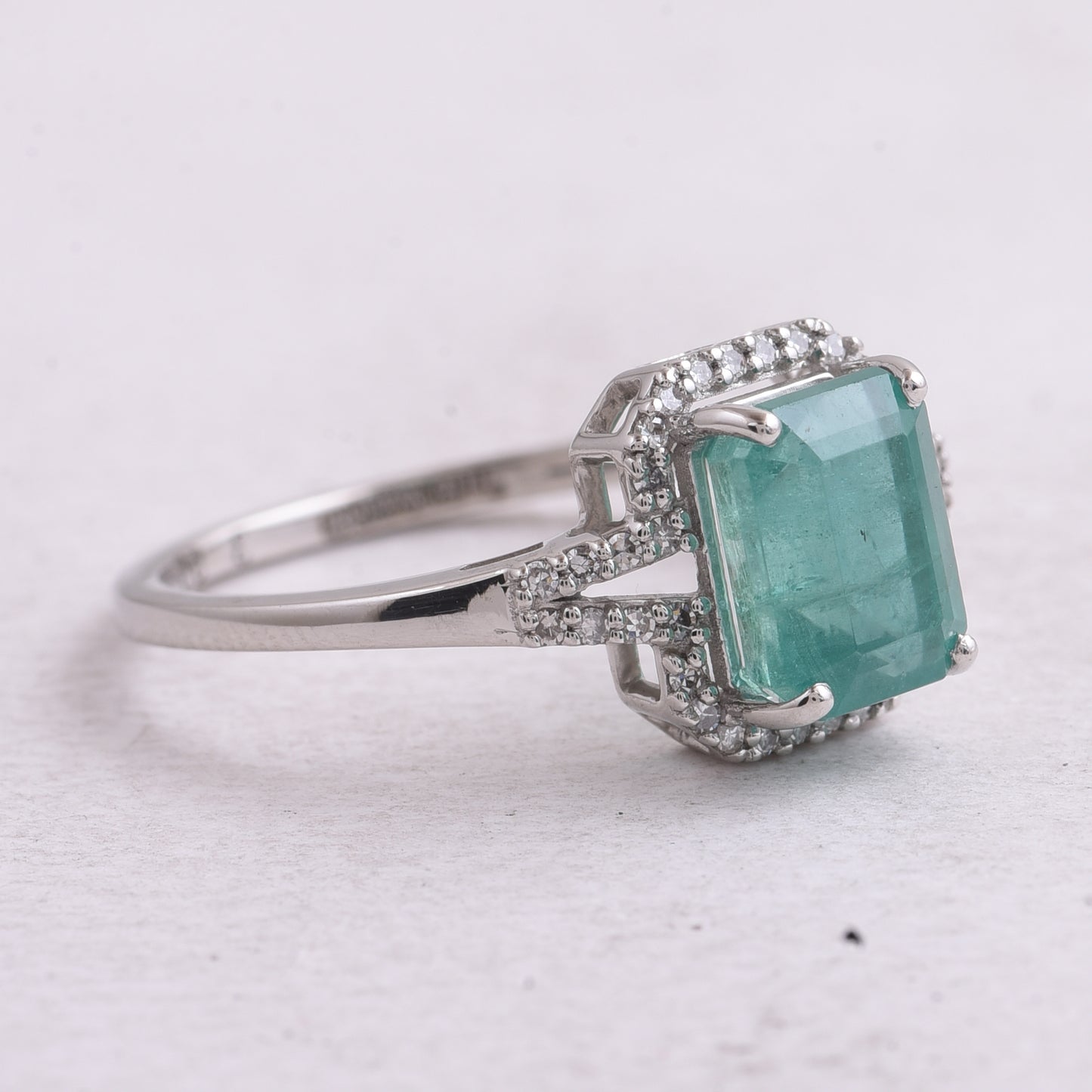 1.99 Ct Octagon Step Cut Natural Emerald 950 Platinum Ring