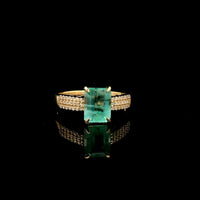 1.41 Ct Octagon Step Cut Natural Emerald 14K Gold Ring