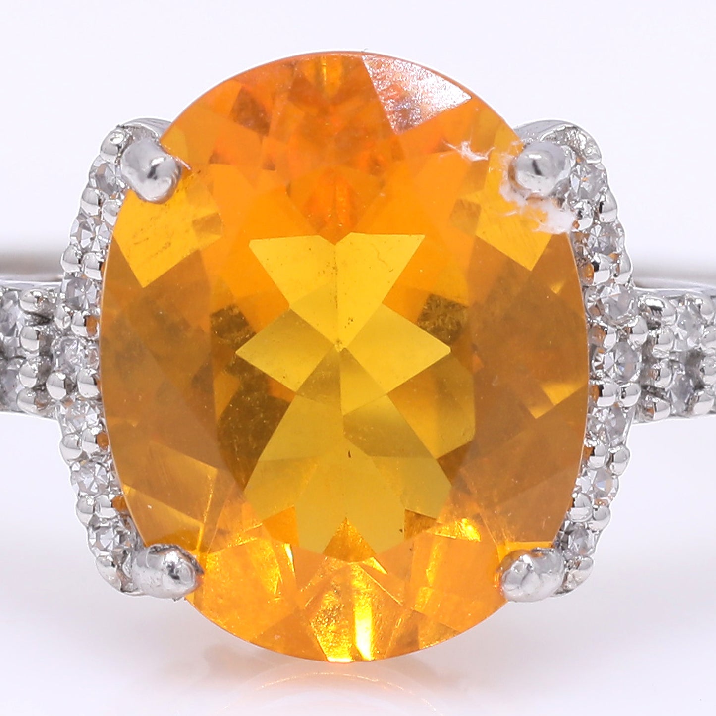1.73 Ct Oval Mixed Cut Natural Fire Opal 950 Platinum Ring