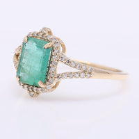 1.40 Ct Octagon Step Cut Natural Emerald 14K Gold Ring