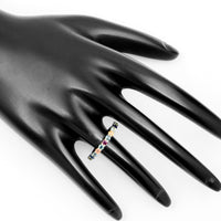 1.08 Carat Round Mixed Cut Natural Corundum Multi Sapphire 14K Gold Ring