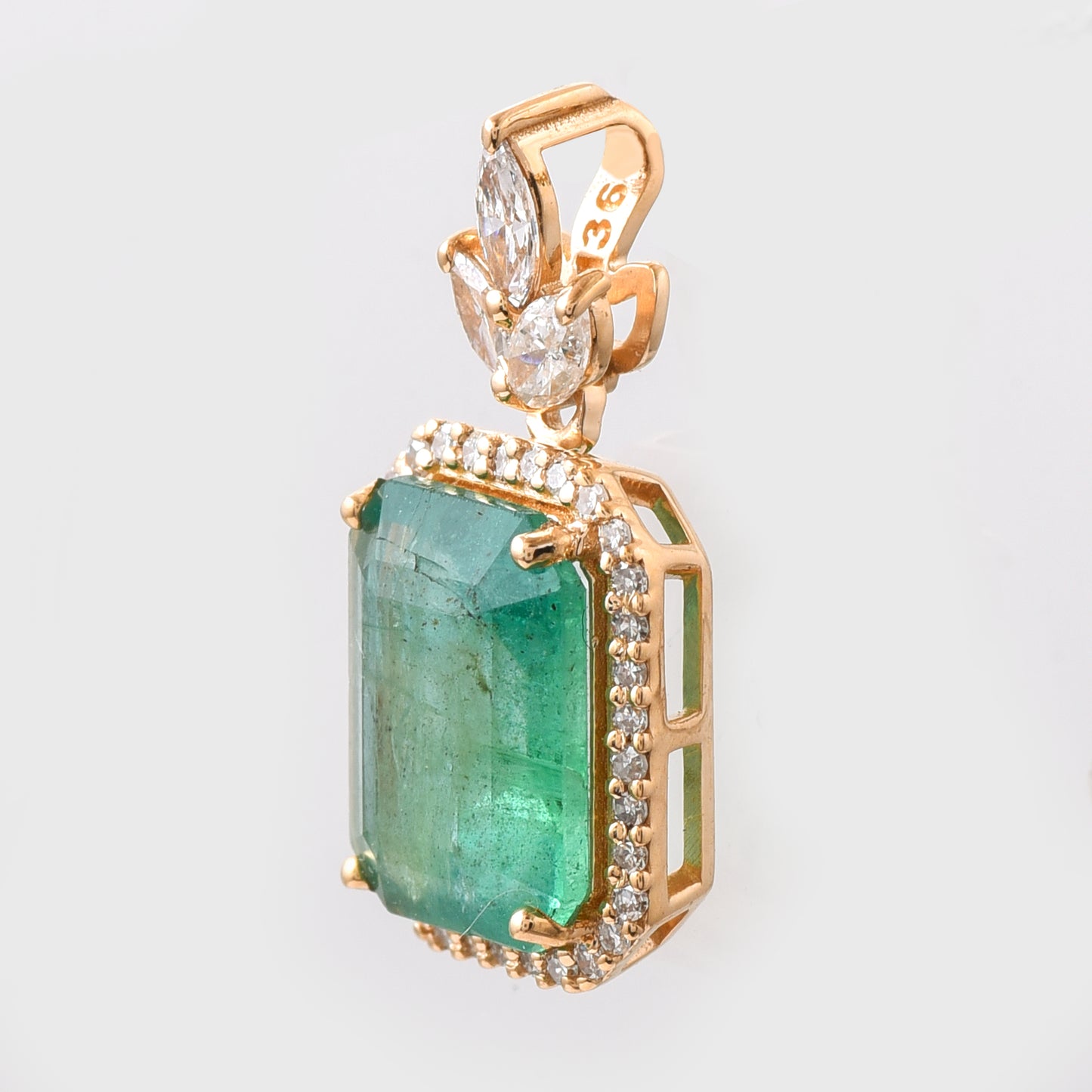 2.51 Ct Octagon Step Cut Natural Emerald 14K Gold Pendant