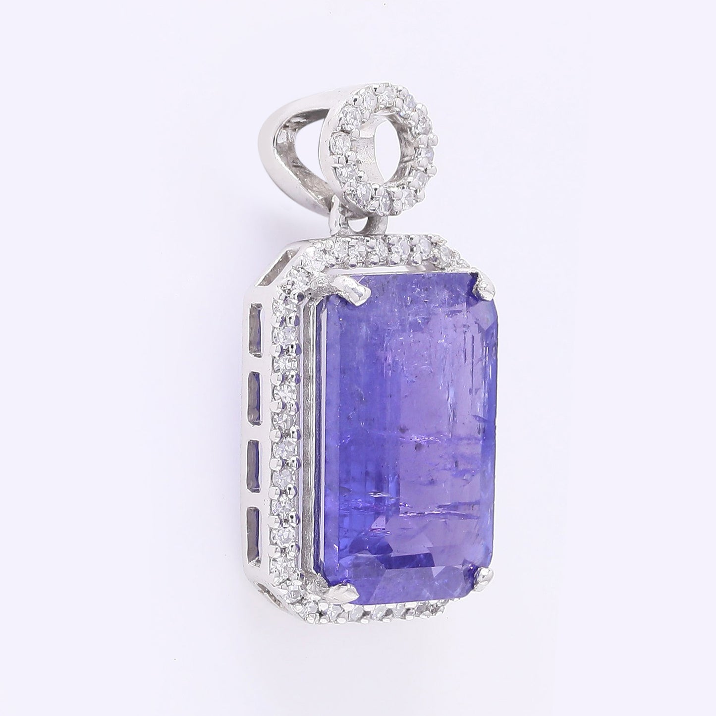 3.81 Ct Octagon Step Cut Natural Tanzanite 950 Platinum Pendant