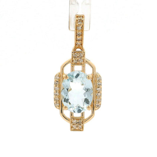 1.08 Ct Oval Aquamarine 14K Gold Pendant