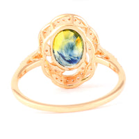 2.76 Ct Oval Mixed Cut Natural Bi Coloured Sapphire 14K Gold Ring