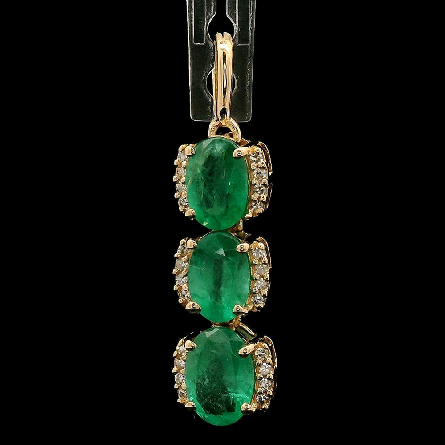 1.62 Ct Oval Mixed Cut Natural Emerald 14K Gold Pendant