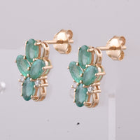 1.83 Ct Oval Natural Emerald 14K Gold Earrings
