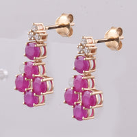 3.29 Ct Round Natural Ruby 14K Gold Earrings