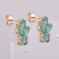 1.83 Ct Oval Natural Emerald 14K Gold Earrings
