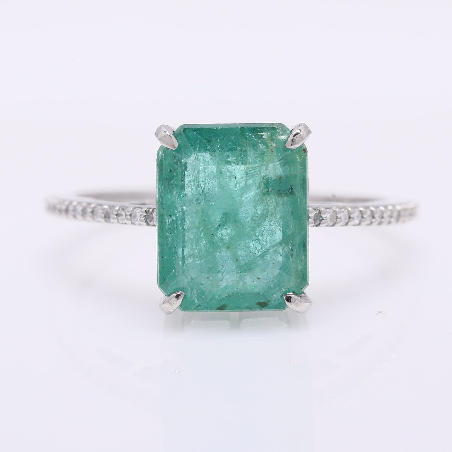 3.31 Ct Octagon Step Cut Natural Emerald 950 Platinum Ring