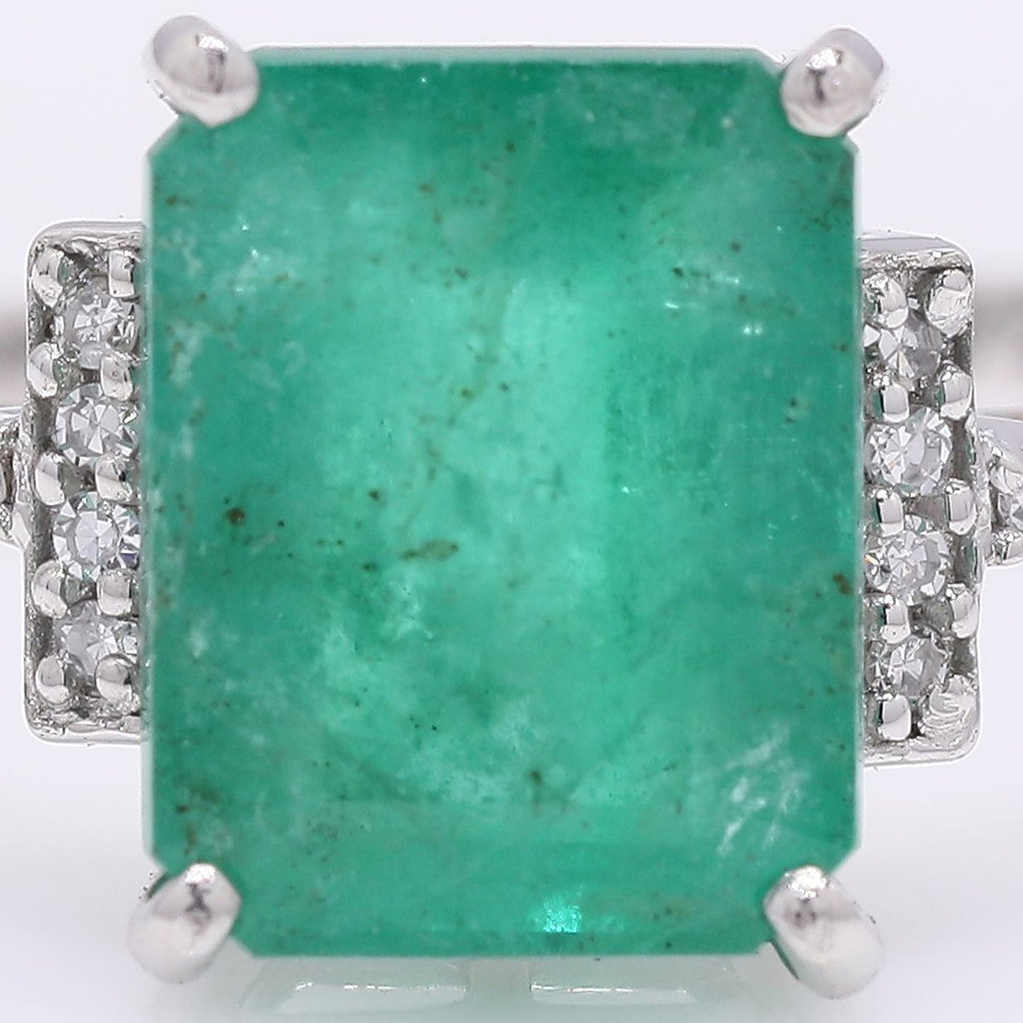 2.60 Ct Octagon Step Cut Natural Emerald 950 Platinum Ring