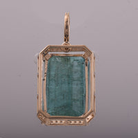 9.89 Ct Octagon Step Cut Natural Emerald 14K Gold Pendant