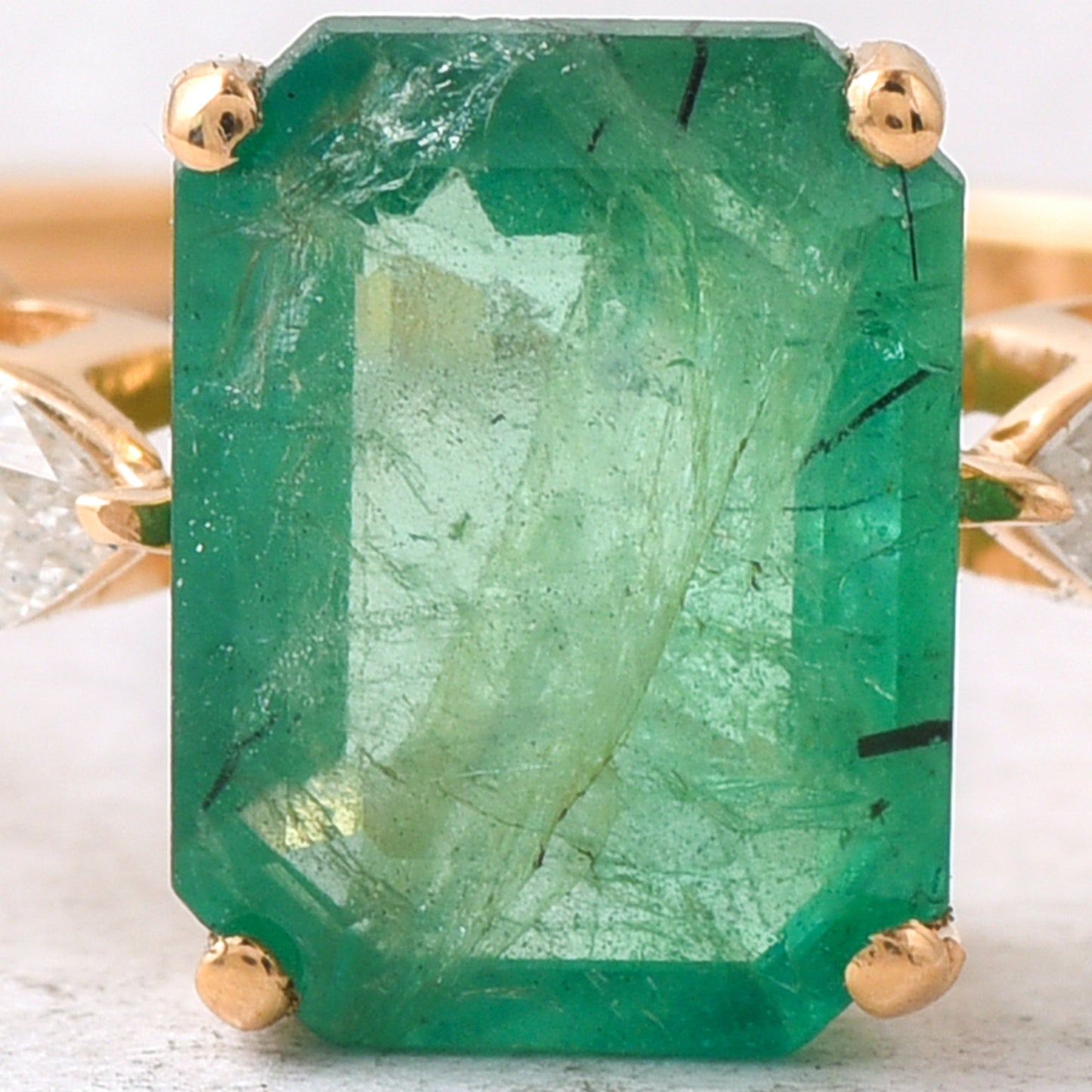 2.21 Ct Octagon Step Cut Natural Emerald 14K Gold Ring