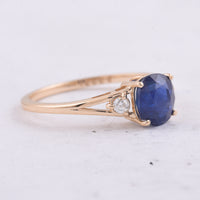 1.77 Ct Cushion Natural Sapphire 14K Gold Ring