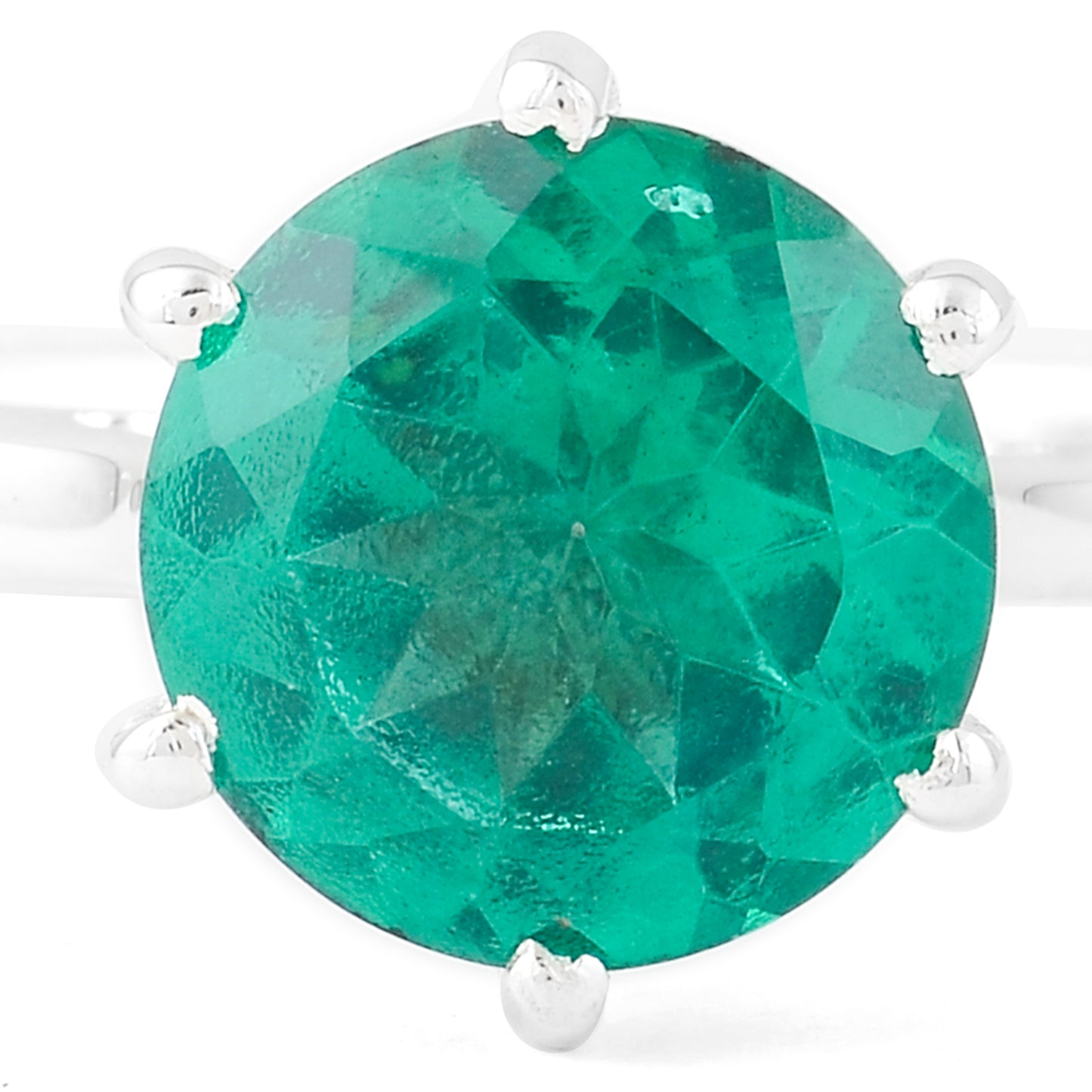 2.95 Ct Round Green Topaz 925 Sterling Silver Ring