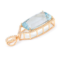 7.61 Ct Cushion Natural Aquamarine 14K Gold Pendant