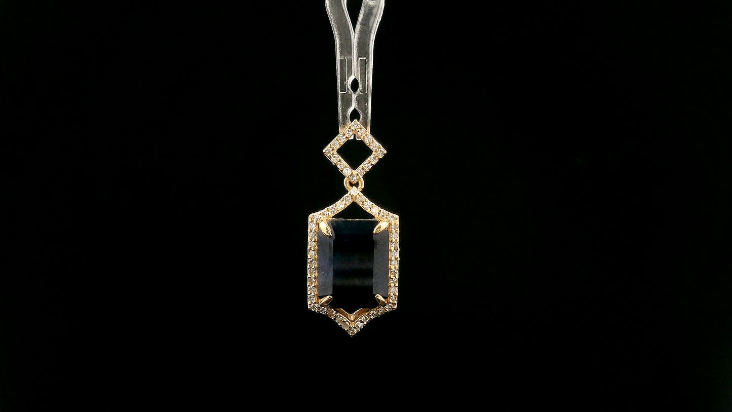4.01 Ct Octagon Natural Sapphire 14K Gold Pendant