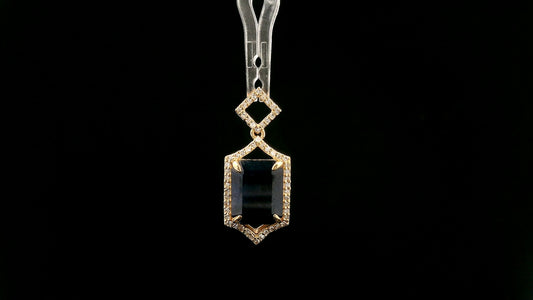 4.01 Ct Octagon Natural Sapphire 14K Gold Pendant