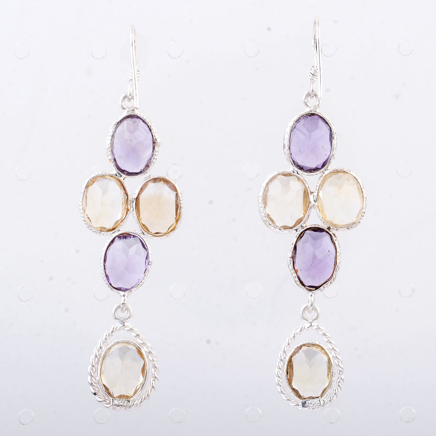 13.85 Ct Amethyst, Citrine 925 Sterling Silver Earrings