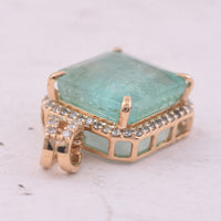 4.87 Ct Octagon Step Cut Natural Emerald 14K Gold Pendant
