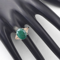 5.95 Ct Oval Mixed Cut Natural Emerald 14K Gold Ring