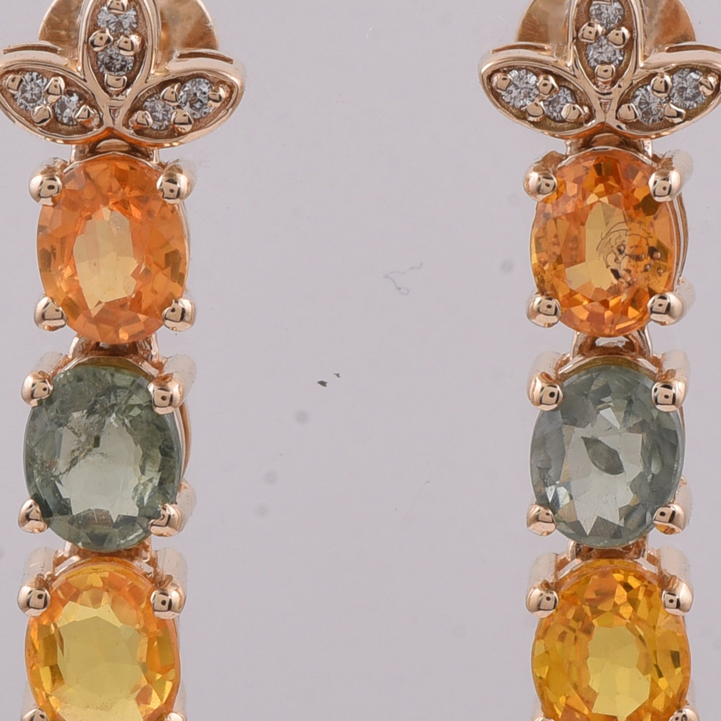 2.38 Ct Oval Natural Multi-Coloured Sapphire 14K Gold Earrings