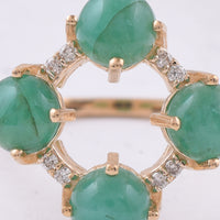 2.39 Ct Round Cabochon Cut Natural Emerald 14K Gold Ring