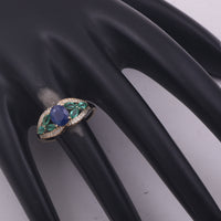 1.77 Ct Oval Mixed Cut Natural Sapphire 14K Gold Ring