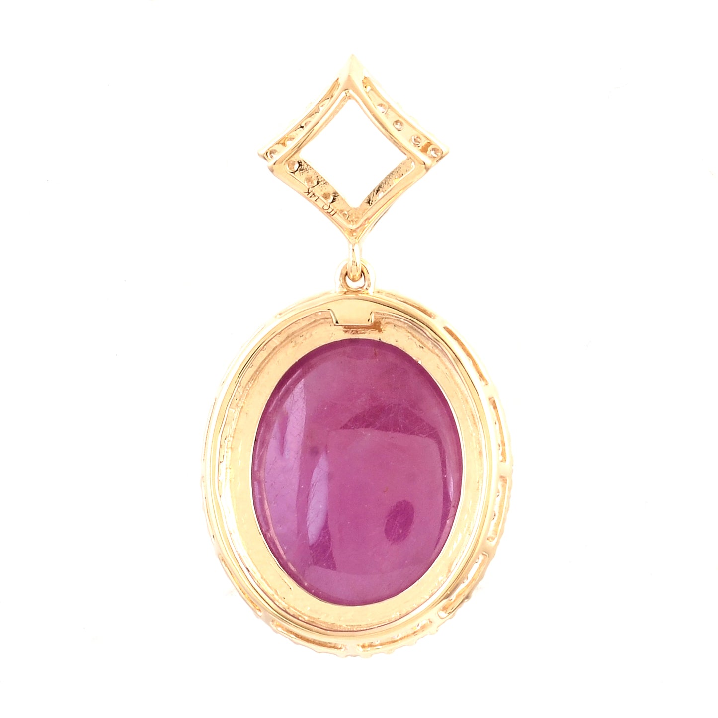 8.99 Ct Oval Cabochon Natural Corundum Ruby 14K Gold Pendant