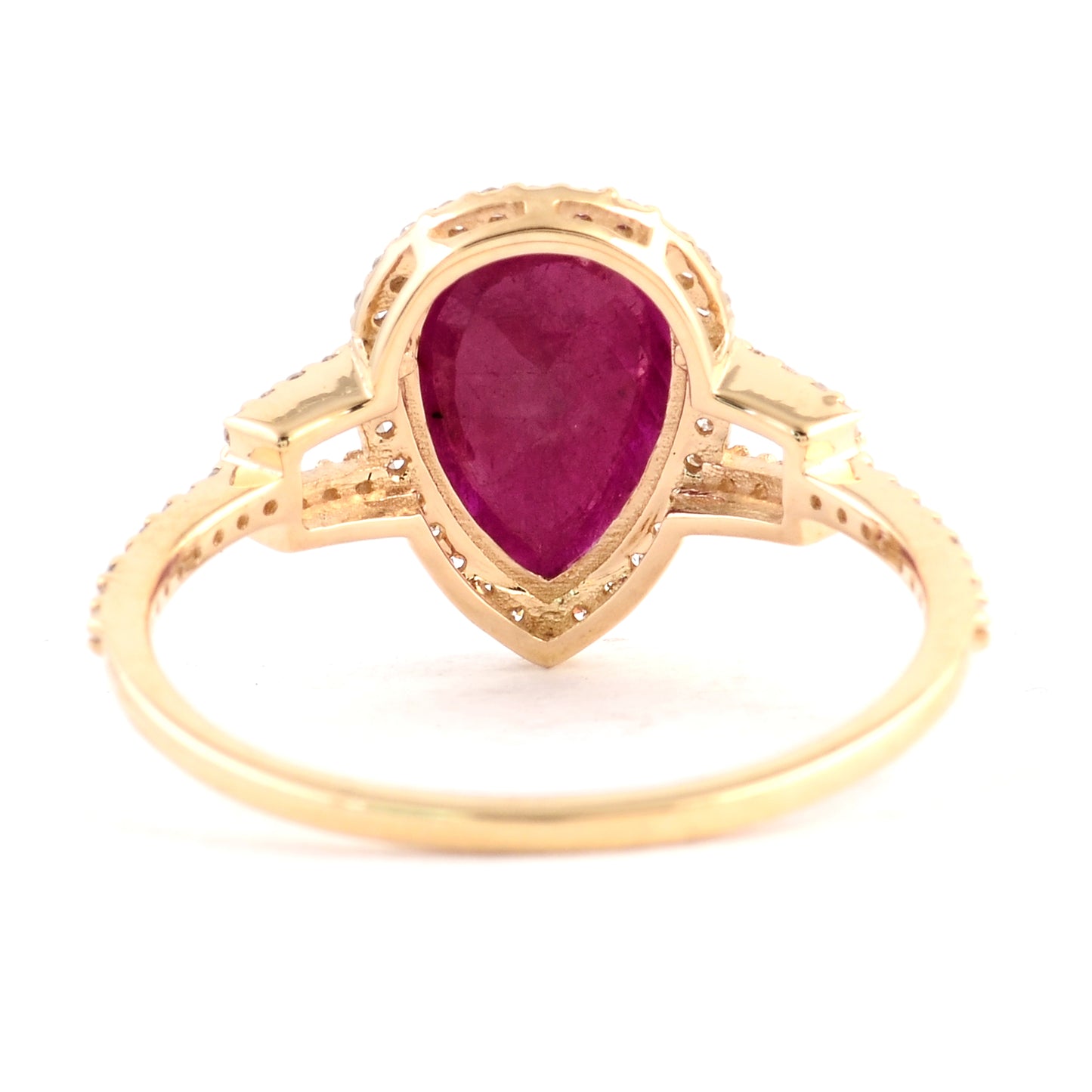 2.07 Ct Pear Mixed Cut Natural Corundum Ruby 14K Gold Ring