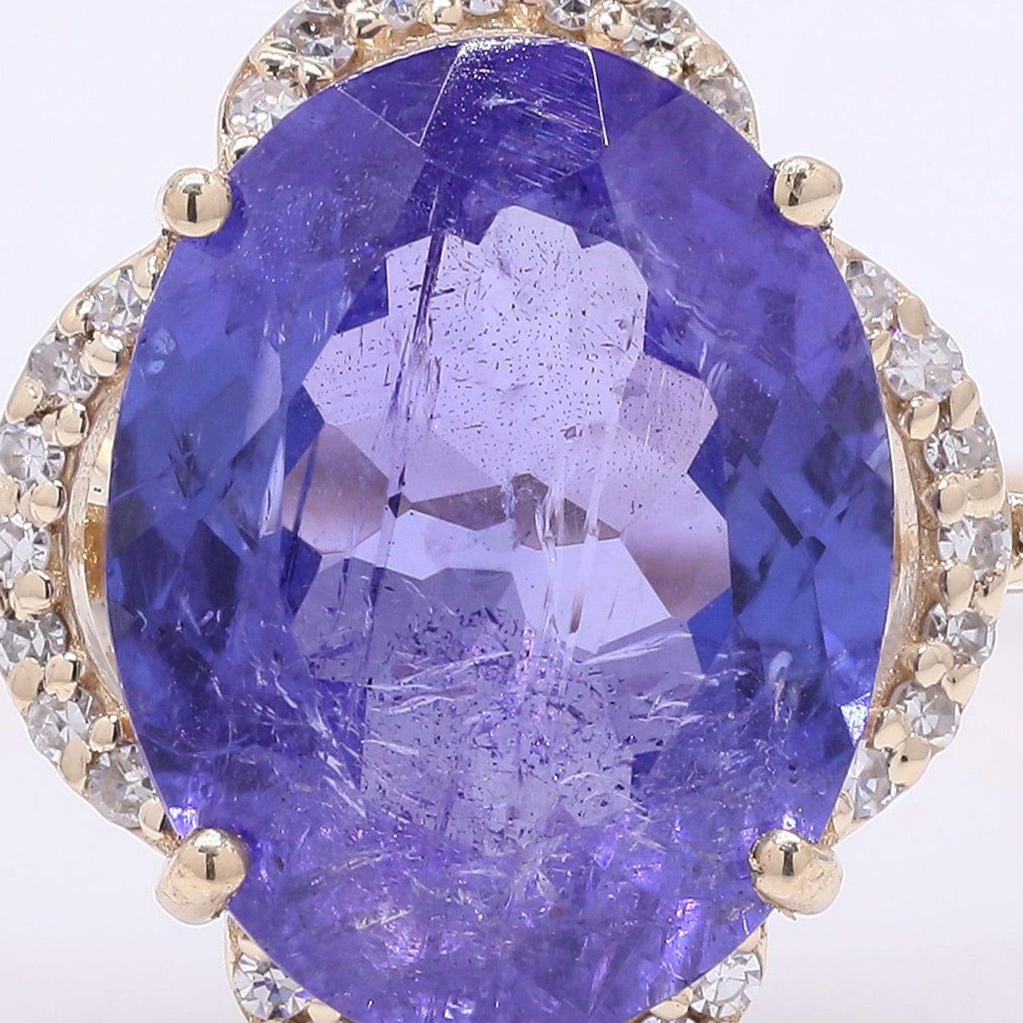 3.98 Ct Oval Mixed Cut Natural Tanzanite 14K Gold Ring