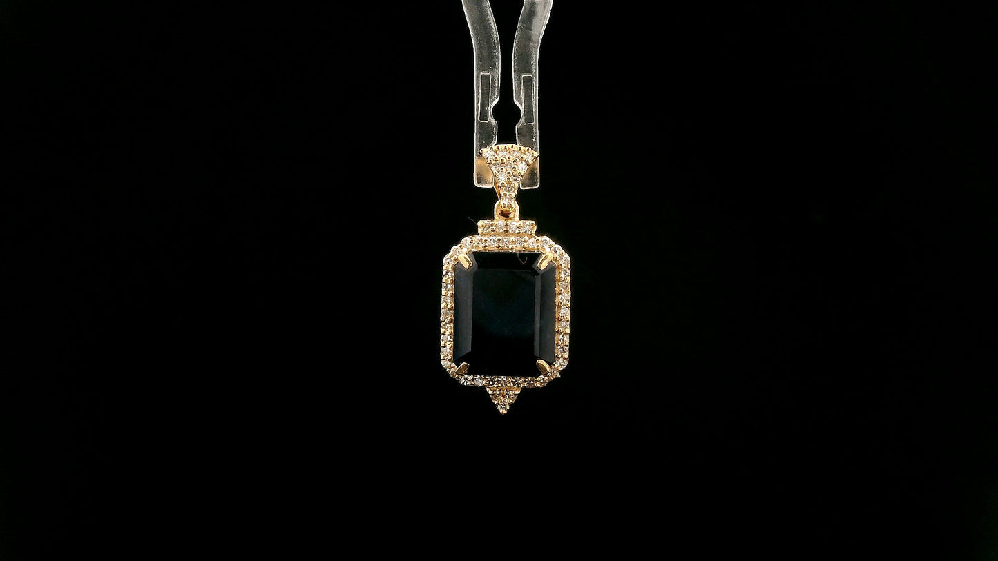 3.01 Ct Octagon Natural Sapphire 14K Gold Pendant